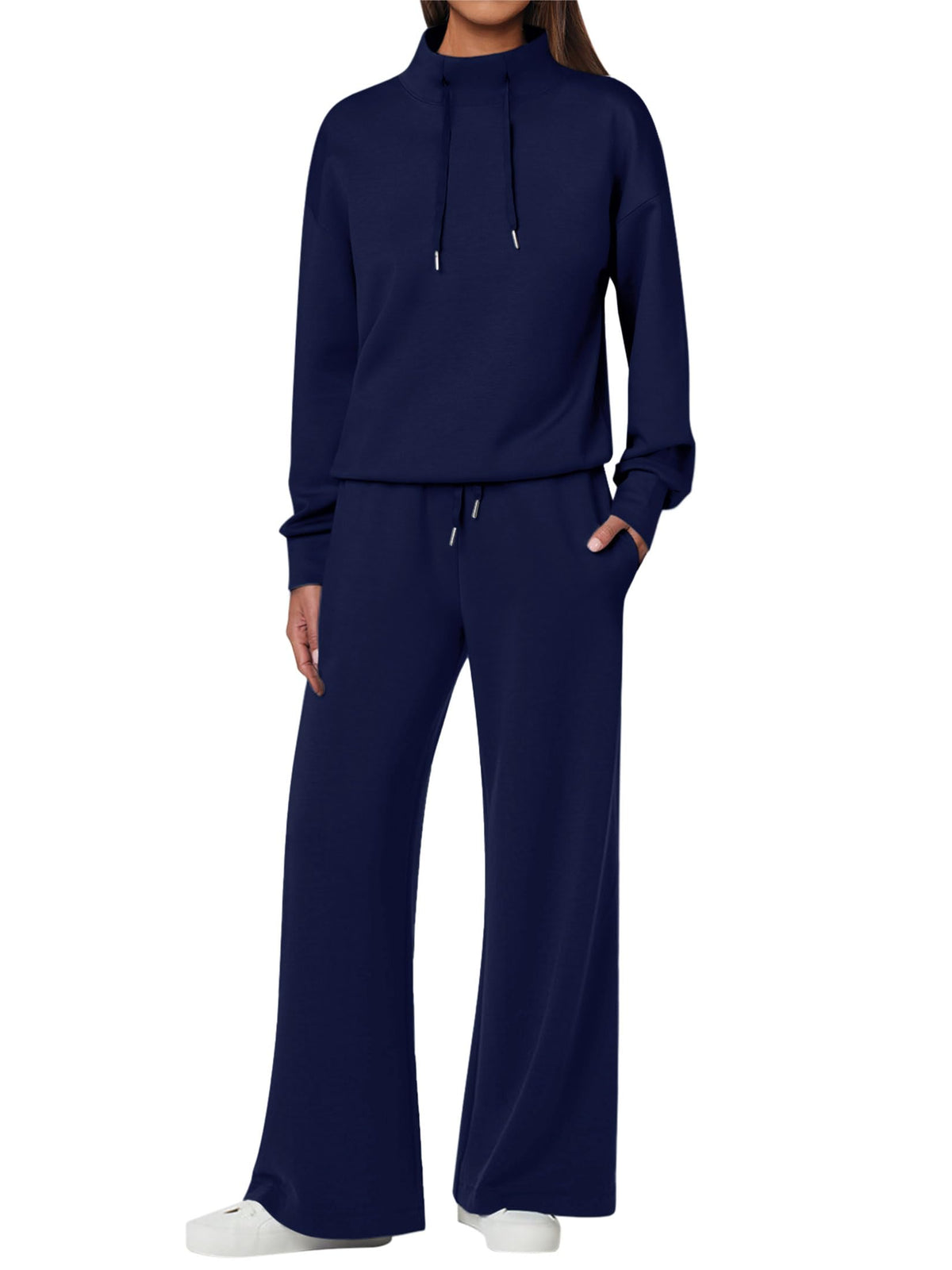 NOVITÀ 🔥 Completo da donna in cotone due pezzi con felpa oversize con coulisse e pantaloni della tuta a gamba larga, set casual