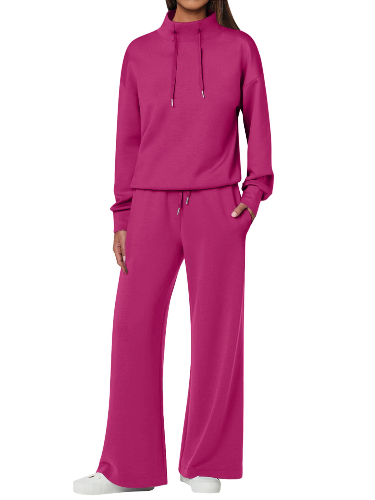NOVITÀ 🔥 Completo da donna in cotone due pezzi con felpa oversize con coulisse e pantaloni della tuta a gamba larga, set casual
