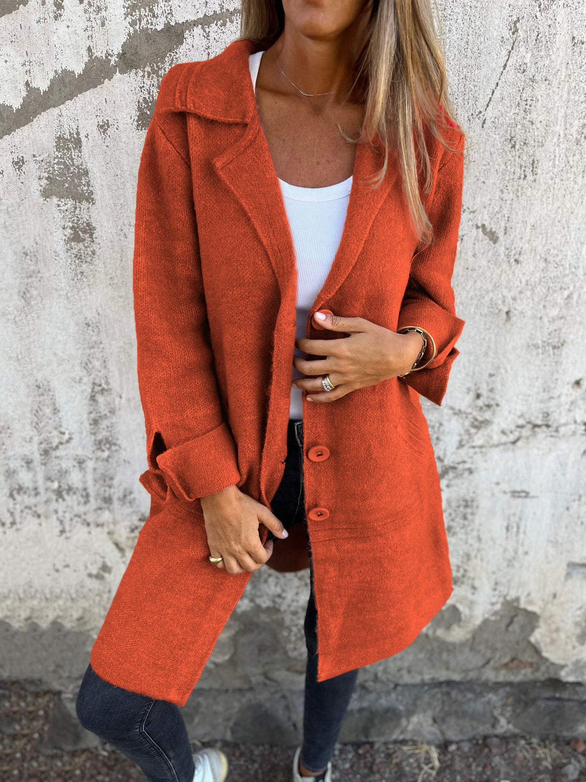 SALDI DI LIQUIDAZIONE🔥 Cappotto Lungo Casual Monopetto in Lana con Risvolto - SCONTO DEL 48%