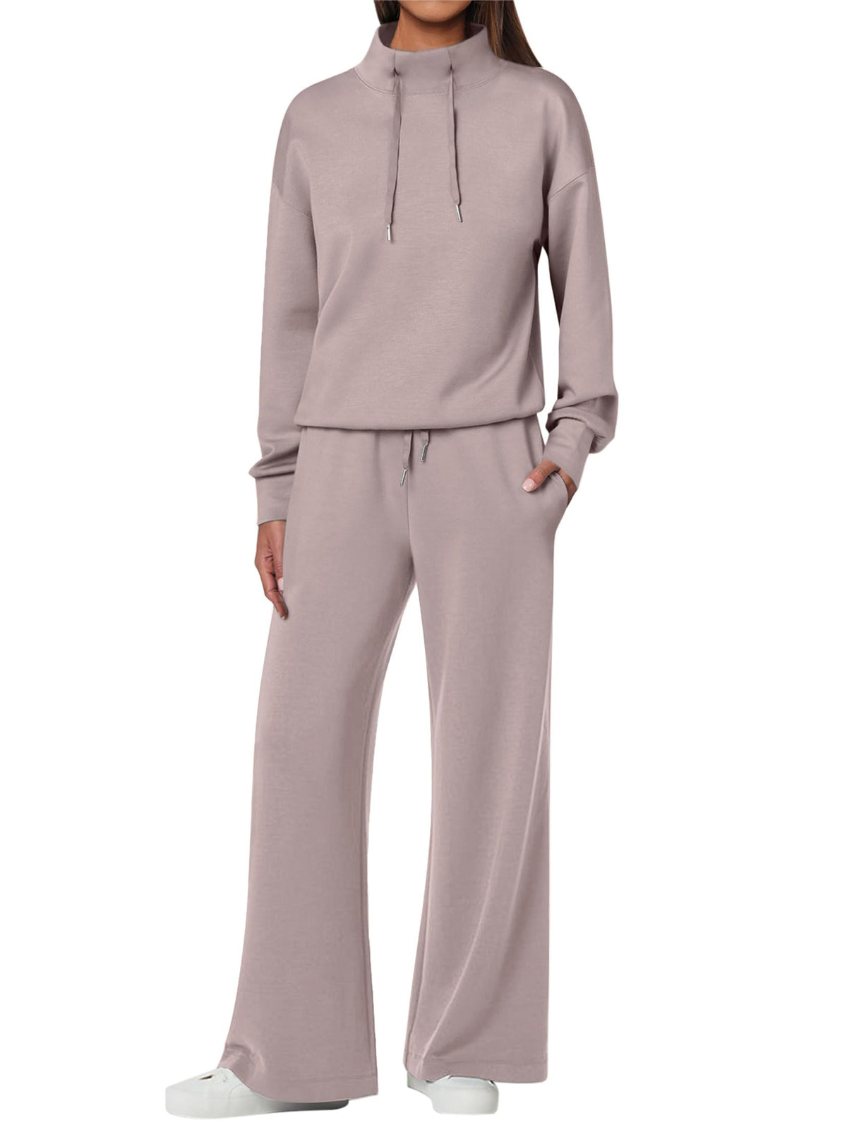 NOVITÀ 🔥 Completo da donna in cotone due pezzi con felpa oversize con coulisse e pantaloni della tuta a gamba larga, set casual