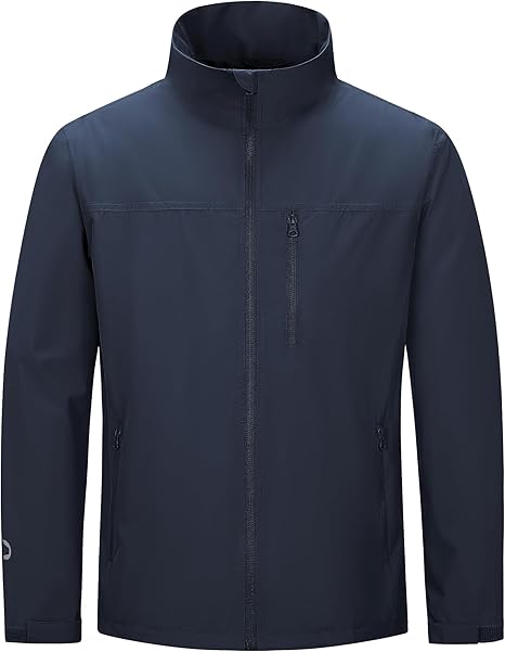 Outdoor Ventures Herren leichte wasserdichte Softshelljacke mit samtgefüttertem Stehkragen, Windbreaker zum Wandern, Laufen, Radfahren und Golfen