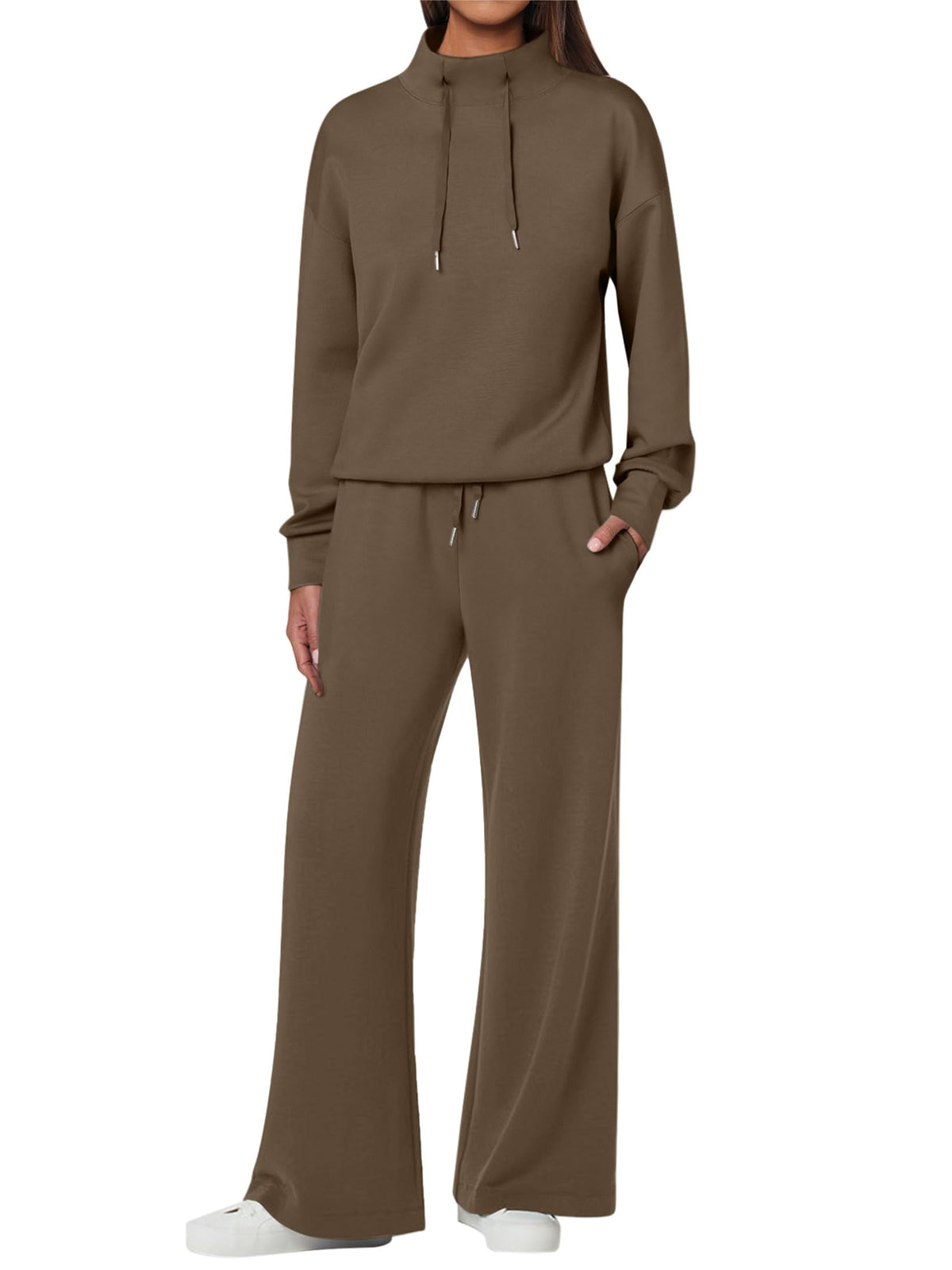NOVITÀ 🔥 Completo da donna in cotone due pezzi con felpa oversize con coulisse e pantaloni della tuta a gamba larga, set casual