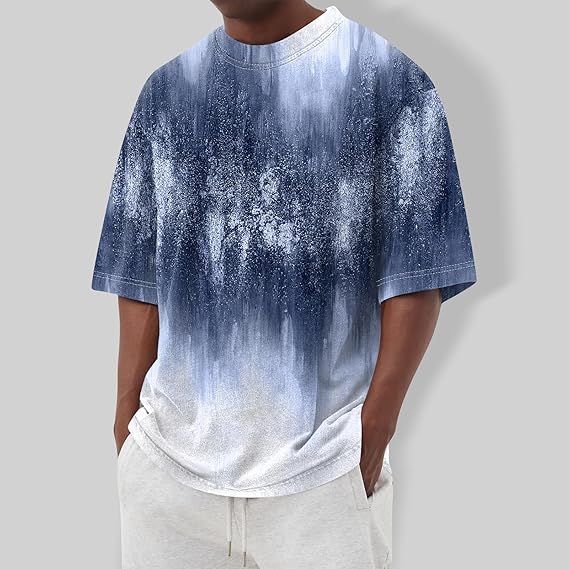 Herren Oversized T-Shirt mit überschnittenen Schultern und Rundhalsausschnitt, Tall Fit, Kurzarm-Shirt, S-5XL