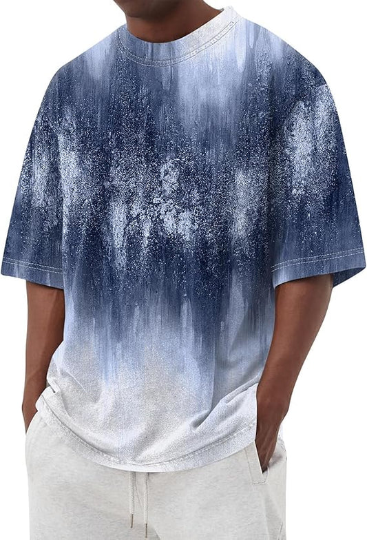 T-shirt da uomo modello lungo oversize a maniche corte, girocollo con spalle scese, taglie S-5XL