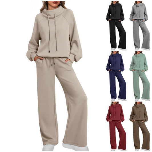 🎄 Liquidazione Natalizia 🔥 Tuta Casual da Donna Composta da Felpa Oversize Girocollo con Coulisse e Pantaloni della Tuta a Gamba Larga