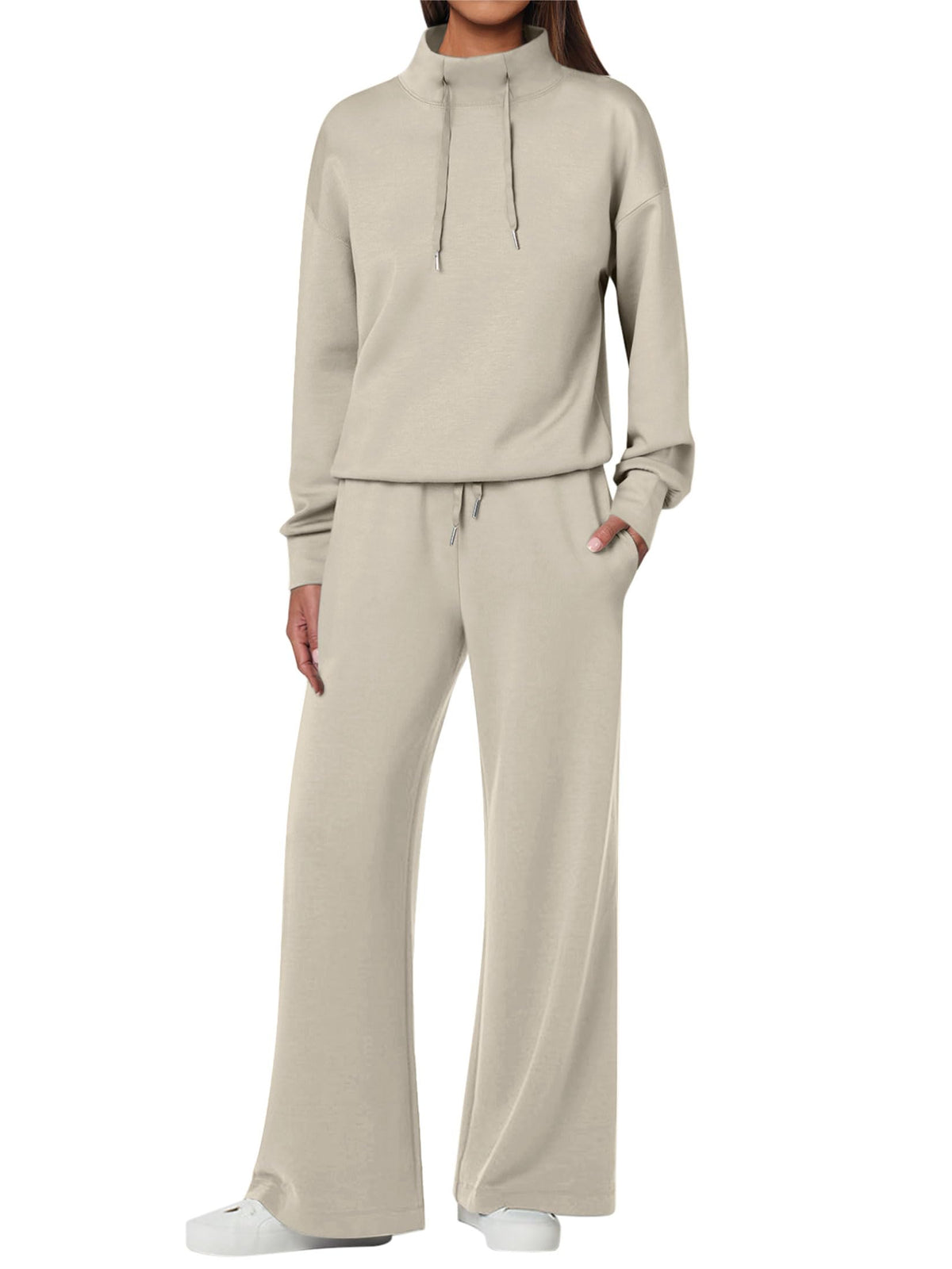 NOVITÀ 🔥 Completo da donna in cotone due pezzi con felpa oversize con coulisse e pantaloni della tuta a gamba larga, set casual